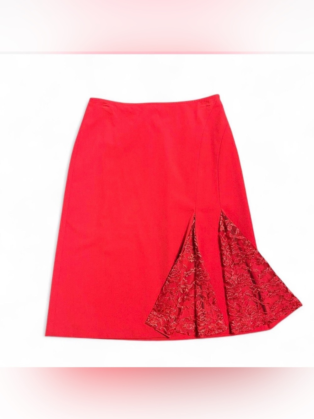 Y2K Red Lace-Panel A-Line Skirt - Dead stock with tags
